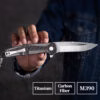 Ti and Carbon Fiber handel M390 EDC pocket Camping knife