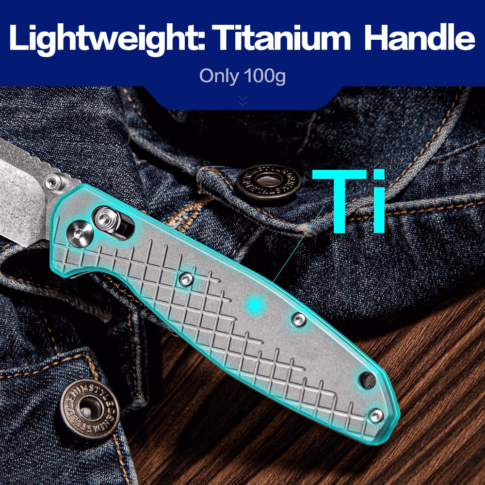 2 Foldedge EDC Knife: Titanium, D2 Blade, Anti-Slip Design